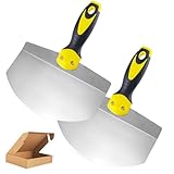2 Stück Trockenbau Spachtel, Malerspachtel Edelstahl mit Kunststoffgriff, Profi Spachtel Werkzeug, Breitspachtel, Scraper für Tapeten Entfernen und Wände Abkratzen