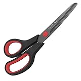 KUONIIY Schere Ultra scharfe Titanbeschichtung, weiche Komfortgriffe, Mehrzweckschere, schwarz-rot, 21,3 cm