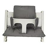 Kadem® Sitzkissen 100% Bio Baumwolle | Classic Kissen Sitzbezug Hochstuhlauflage | 2-teilig passend für Stokke Tripp Trapp Kinderhochstuhl | maschinenwaschbar einfache schnelle Befestigung | grau