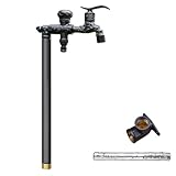 Vertikale Wassersäule für den Garten – 40 cm großer, bodenmontierter Kupferbrunnen mit Doppelauslasshahn und Frostschutzwatte – Elegantes goldenes Dekor für den Außenbereich