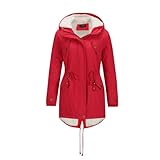 YYNUDA Wintermantel Damen Warm Gefüttert Winter Parka Mittellang Winterjacke Winterparka mit Fellkapuze Dicke Coat Große Größen #337 Rot XL