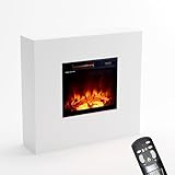 KAMINLICHT Elektrokamin mit Heizung und Kaminfeuer (Standkamin NEO 1) - elektrischer Kamin mit LED-Licht, Heizlüfter, Holz-Deko & Fernbedienung, max. 1500 W - 95x84x25 cm, Weiß