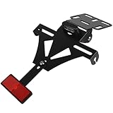 DBREAKS Motorrad Kennzeichenhalter, Einstellbarer Winkel Motorrad Kennzeichenhalterung, mit Kennzeichen Reflektor, Kennzeichenbeleuchtung,Kompatibel mit Den Meisten Gängigen Motorradmodellen