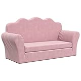 vidaXL Kinder Schlafsofa 2-Sitzer, 2-in-1 Kindersofa mit Schlaffunktion, Kindersessel Sofa Abnehmbarer Bezug, Kindercouch Couch Kindermöbel, Rosa Weicher Plüsch