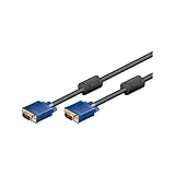 Goobay 93378 VGA auf VGA Kabel 10m / Monitorkabel / Full HD SVGA Bildschirmkabel / VGA Stecker 15 polig vergoldet / 2x Ferritkern Monitor Kabel / Blau / 10 Meter