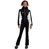 HOTIAN Damen Skianzug Damen Einteiler Skioverall Winter Warme Schnee Skifahren Winddicht Wasserdicht Outdoor Schneeoverall Jumpsuit Mit Kapuze Verdicken Schneeanzug Ski Suit Black M