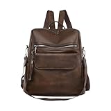 PU-Leder-Rucksack – elegante Arbeitstasche, geräumige Reise-Büchertasche, Komfort und effektiver Schutz, modischer College-Rucksack mit Quasten-Akzent, für Schule, Damen, Business und Freizeit, braun