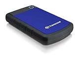 Transcend TS4TSJ25H3B 4TB portable Festplatte (HDD) in grau/blau mit Backup-Funktion (Datensicherung per Knopfdruck) und Schutzhülle, stoßfest, robust Plug und Play