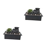 Alipis 2 STK Desktop-Zirkulationswasserfunktion Anlage Solarbrunnen Wasserwand Tischplatte künstlich büro Dekoration Living Room Decoration Bonsai-Brunnen-Schmuck Tischbrunnen Plastik