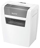 LEITZ IQ Home Partikelschnitt Aktenvernichter P4, 7-6 Blatt (70-80 g/m²), 15 Liter Abfallbehälter, Leise und Kompakt, Weiß, 80340000