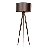 QAZQA - Klassisch I Antik Stehleuchte I Stehlampe I Standleuchte I Lampe I Leuchte Dreibein Walnussbaum mit braunem Samt-Schirm 50cm - Tripod I Dreifuß Lampe I Dreifuss Classic I Wohnzimmer I Schlafzi