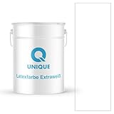 Q UNIQUE Latexfarbe Extraweiss 10L (ca.70m2) Innenfarbe Wandfarbe Hohe Deckkraft Klasse 3 Mattfarbe Deckenfarbe