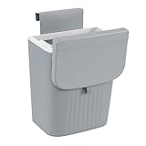 Uumitty 3.2 Gallon/12L Kunststoff Küche Komposteimer Hängender Mülleimer mit Deckel Wandmülleimer Grau