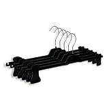 RSR Hangers Hosenbügel 10 Stück PUC Hosenspanner XL Kleiderbügel Kunststoff 42 cm | rutschfeste gummierte und verstellbare Klammern | 360° drehbarer Haken | platzsparend | Made in Germany