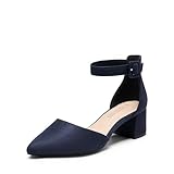 DREAM PAIRS Hochzeitsschuhe Damen Spangenpumps Tanzschuhe Sandaletten mit Blockabsatz Slingback Pumps,Size 38,Navy-Wildleder,SDPU2438W-E