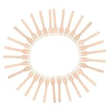 SOPOTUTU 100 Stück Holzgabeln aus Natürlichem Holz Umweltfreundliches für Partys Hochzeiten und Camping Kompostierbar und Nachhaltig