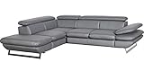 Mivano Ecksofa Prestige / L-Form-Sofa mit Ottomane / Kopfstützen und Armlehne verstellbar / 265 x 74 x 223 / Kunstleder, dunkelgrau