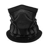 KOMUNJ Schlauchschal, Winddicht Multifunktionstuch Winter Loop Schal Neckwarmer Halswärmer Halstuch Motorrad, für Ski Radsport Fahrrad Motorrad Laufen (Schwarz)