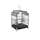 Vogelkäfig Metall-Vogelkäfig, einstufiger Ausstellungskäfig aus Metall, dekorativer Käfig for Papageien, Turteltauben, Sittiche, Finken. Weiß Vogelkäfige