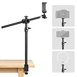 JEBUTU OS01 Tischstativ Overhead Stativ Handy, 32.5-55cm Einstellbar Kamera Halterung für Klein Kamera, klemmstativ mit Flexible Arm & 1/4' Kugelkopf für Webcam, Ringlicht, Live Streaming