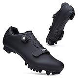 Feyenold Fahrradschuhe Herren Mountainbike Schuhe Damen MTB Radsport Schuhe Kompatibel mit SPD Cleats Schwarz 42 EU