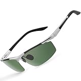gesruny-Sonnenbrille-Herren-Damen-polarisiert-UV400-Blend Schutz-Al-Mg Metallrahmen-Rechteckig-Ultraleicht-Sonnenbrillen-Klassisch-Retro-Unisex-Outdoor sport brille für Fahren-Dunkel Grün