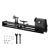 Wiltec Drechselbank 350 W mit verstellbarem Reitbock, Drechselmaschine mit Planscheibe u. Sicherheitsschalter, Drehbank für Holz bis 1000 mm Länge