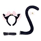 LEIDJGUN Tierkätzchen Rollenspiel Kostüm Ohrstirnband Schwanz Mit Einstellbarem Bund Für Frauen Mädchen Halloween Cosplay