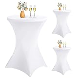 LYAFS 3er-Set Stretch Stehtisch Husse für Bistrotisch Ø 70-75 cm Elegante,Verstärkung im Fußbereich,Stretch-Husse Weiß Hussen für Stehtische und Bistrotische（70×110cm,Weiß）