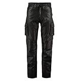 Gefomuofe PU Lederhosen für Herren Kurz Lederjeans Lederhose Bikerjeans Rockerjeans Motorradhose seitlich geschürt schwarz Lederhose Motorrad