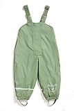Regenhose für Kinder | mit Fleece gefüttert | Öko-Tex | Winddicht | wasserdicht | elastische Schulterträger | Kinder Matschhose Buddelhose für Jungen und Mädchen (110-116 (5-6 Jahre), grün)