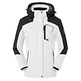donhobo Damen Winter Softshelljacke Fleece Funktionsjacke Warme Outdoor Winddicht Wanderjacke Gefüttert Skijacke Trekkingjacke (Weiß schwarz, XXL)