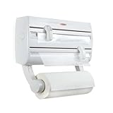 Leifheit Wandrollenhalter Parat F2 ComfortLine-Serie für insgesamt 3 Rollen, Folienschneider mit Abstellfläche für Gewürze und abnehmbarem Küchenrollenhalter, weiß