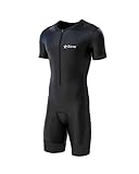 Sikma Herren Radsport-Skinsuit, gepolstert, einteilig, Trisuit, Bike-Top, kurz, Schwarz , L