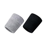 2 Paar Handgelenk-Schweißbänder, saugfähig, atmungsaktiv, elastisch, Sport-Handgelenk-Schweißbänder für Damen und Herren, Sport, Tennis, Fitnessstudio, Training (schwarz + grau)