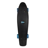 Muuwmi Skateboard Fun schwarz-blau – mit LED-Leuchtrollen - Board Deck 57x15cm - ABEC5 und PU-Rollen 60x45mm