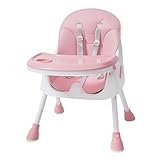 2-in-1 Hochstuhl Kinderhochstuhl Babyliege mit Fußstütze Kombihochstuhl Babyhochsitz, für Babys und Kleinkinder (Rosa)