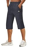 TACVASEN Herren Kurze Cargohose 3/4 Schnelltrocknende Shorts Wanderhose mit Reißverschlusstasche, Dunkelgrau, 38