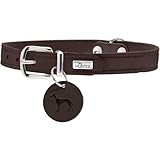 HUNTER Hundehalsband AALBORG, Farbe: dunkelbraun, robustes & strapazierfähiges Leder, starke Fettung, ideal für Hundesport & Alltag, mit Lederanhänger, Made in Germany, Größe: 37