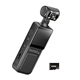 Guaber 4K Handheld Videokamera mit Stabilisator & LCD-Bildschirm, 180° drehbares Objektiv für Outdoor-Sport, Aktion, tragbare Rückenclip Sportkamera