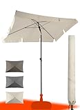 4happy SET Sonnenschirm rechtecktig Balkon mit Sonnenschirmhülle - UV50+ Sonnenschirm 200x125cm– SunnyShade in Beige, höhenverstellbar, mit Knickfunktion