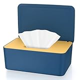 Feuchttücher Box, Feuchtes Toilettenpapier Box, Feuchttücherbox, Baby Feuchttüchter Box, Feuchttücher Spender Feuchtpapierbox mit Deckel, Feuchttuchspender Taschentuchbox für Zuhause Büro, Blau Gelb