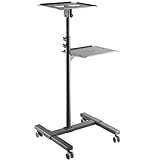 Beamerwagen TS-8 mit 2 Ablage-Ebenen, Gummirollen und komplett aus Metall Projektorwagen Beamer Projektor Laptop Notebook Ständer Rollwagen Gerätewagen