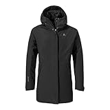Schöffel Damen Parka Style Froda WMS, atmungsaktiver, wasserdichter Parka mit 2-Wege-Stretch, leichte Outdoorjacke mit verstellbarer Kapuze, black, 42
