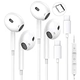 USB-C-Kopfhörer für iPhone 16, 2 Stück, USB-Typ-C-Kopfhörer, HiFi-Stereo-Geräuschunterdrückung mit Mikrofon und Lautstärkeregler für iPhone 16, 15, iPad Pro, Galaxy S23/S22/S21/S20/Ultra Note 20