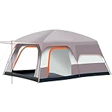 Tunnelzelt für 4 Personen, Tipi-Zelt Campingzelt mit Schlafkabine, Wasserdichtes Familienzelt Hauszelt mit 3 Eingängen & Abnehmbarem Zeltboden, Glamping Zelt (Beige)