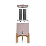 FACHIOO Schwerkraft-Wasserfiltersystem, 8 Liter Edelstahl-Arbeitsplattensystem mit 2 waschbaren schwarzen Filtern, Metall-Wasserhahn und Ständer, reduziert bis zu 99 %