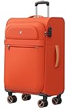 ABISTAB Trier Weichschalenkoffer mittelgroß 66x44x28cm, Leichter Stoffkoffer Trolley, Reisekoffer mit Rollen & Zahlenschloss, 77 Liter,orange