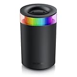 Luftbefeuchter 2,5 Liter leise - 7 LED Farben Stimmungslicht – 2 schaltbare Dampfausgänge – integriertes Aromaöl Fläschchen – 20m² Wohnzimmer Schlafzimmer Kinderzimmer - Aromaölfläschchen - schwarz