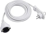 Meister Schutzkontakt-Verlängerung - Extraflacher Stecker - 5 m Kabel - weiß - IP20 Innenbereich / Verlängerungskabel mit Kinderschutz / Schuko-mit Flachstecker / Stromkabel / 7432530